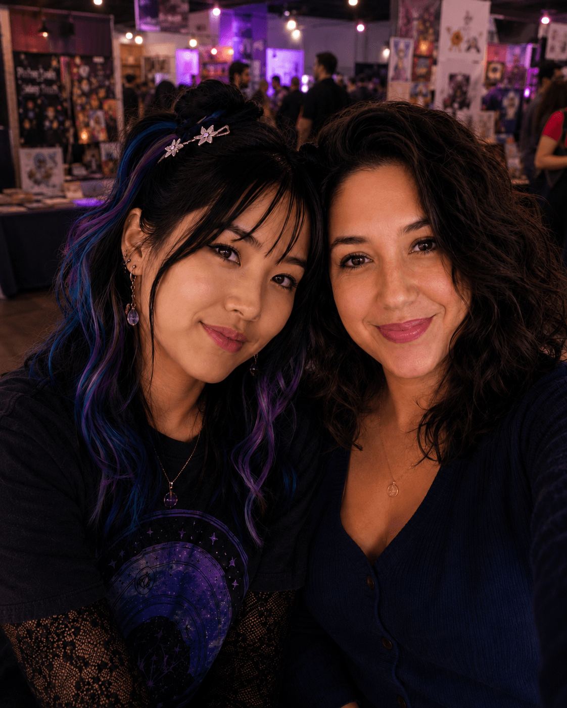 Two friends at a creative community event